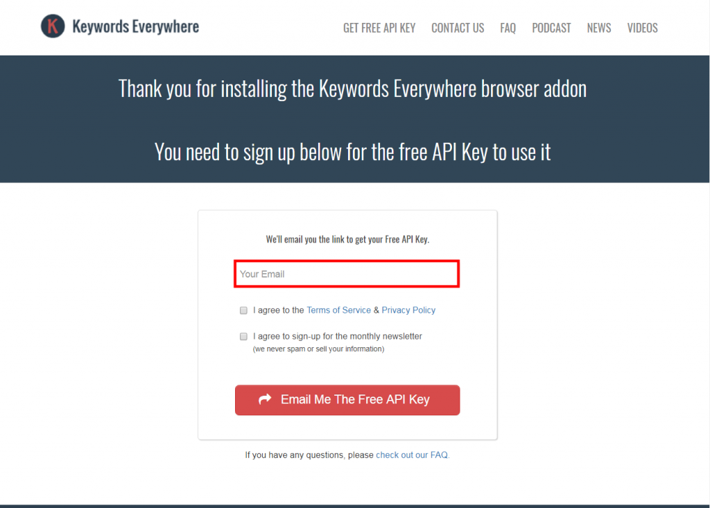 Keywords Everywhere Get API Key